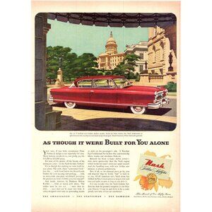 1952 Nash Ambassador Custom Coupe Vintage Print Ad Washington Capitol Wall Art
